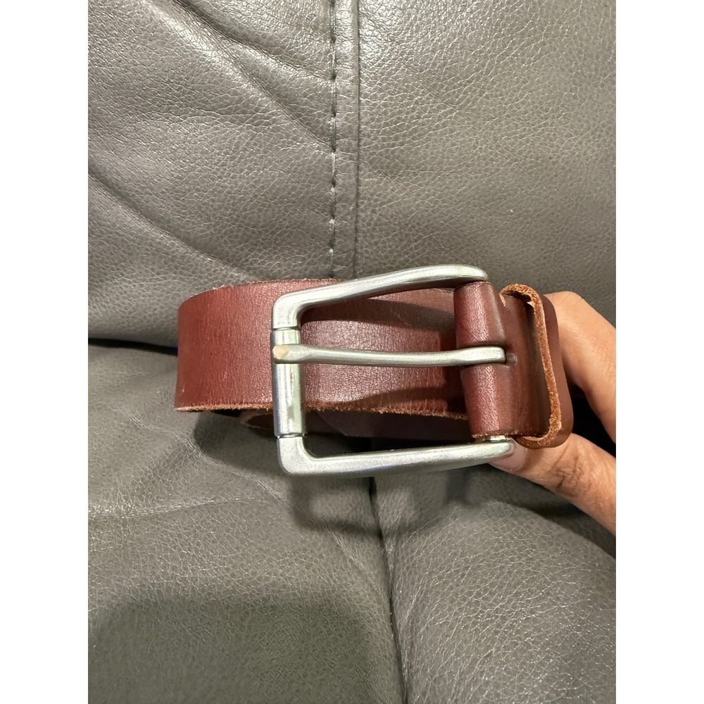 Marc O'Polo‎ Enno(B7) Burgundy Genuine Leather Belt Size 95 Silver Buckle Mens